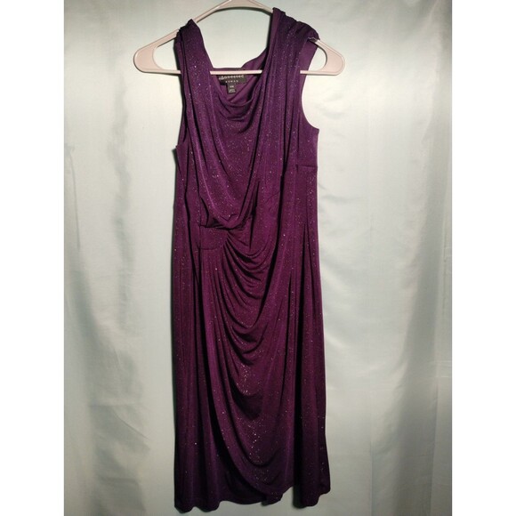 Elegant purple sleeveless Ruffled Dress with sparles - Picture 1 of 4